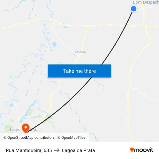Rua Mantiqueira, 635 to Lagoa da Prata map