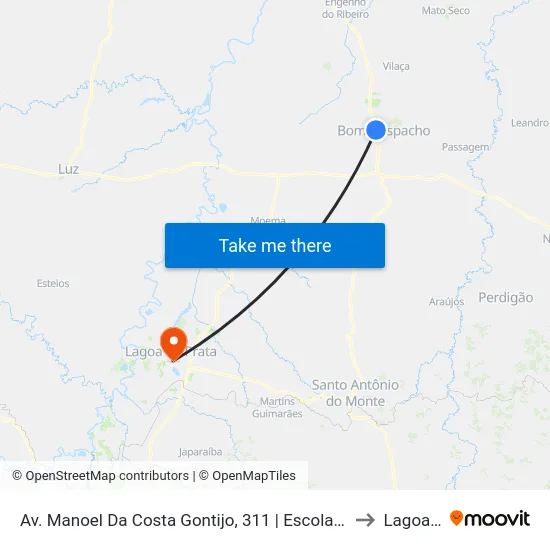 Av. Manoel Da Costa Gontijo, 311 | Escola Estadual Professor Wilson Lopes Do Couto to Lagoa da Prata map