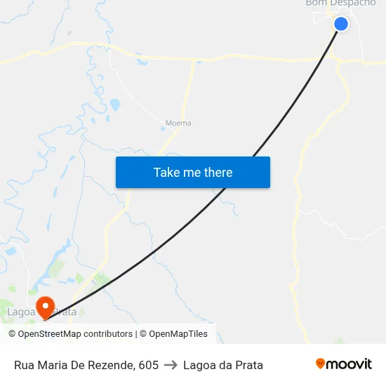 Rua Maria De Rezende, 605 to Lagoa da Prata map