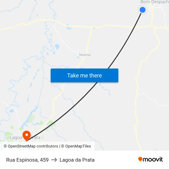 Rua Espinosa, 459 to Lagoa da Prata map