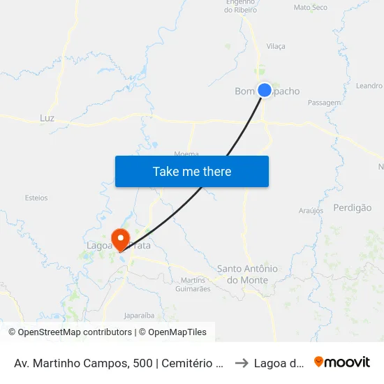Av. Martinho Campos, 500 | Cemitério Parque Da Esperança to Lagoa da Prata map