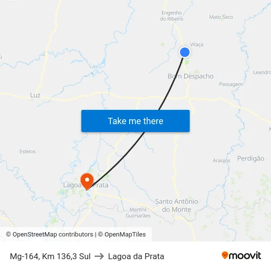 Mg-164, Km 136,3 Sul to Lagoa da Prata map