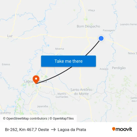Br-262, Km 467,7 Oeste to Lagoa da Prata map