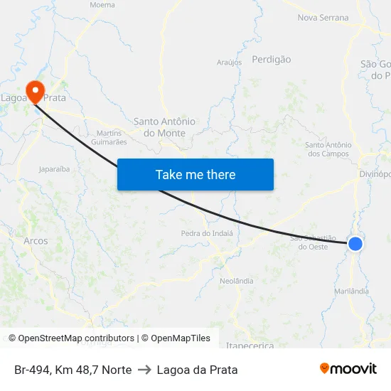 Br-494, Km 48,7 Norte to Lagoa da Prata map