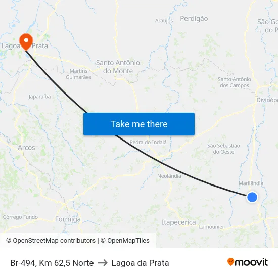 Br-494, Km 62,5 Norte to Lagoa da Prata map