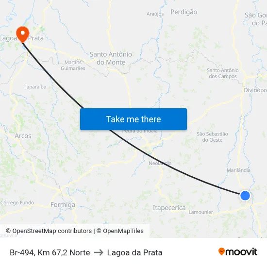Br-494, Km 67,2 Norte to Lagoa da Prata map