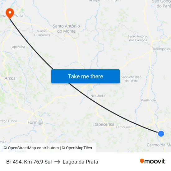 Br-494, Km 76,9 Sul to Lagoa da Prata map
