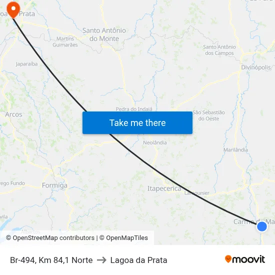 Br-494, Km 84,1 Norte to Lagoa da Prata map