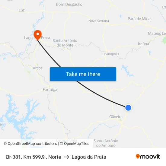 Br-381, Km 599,9 , Norte to Lagoa da Prata map