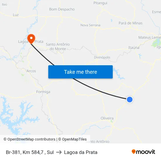 Br-381, Km 584,7 , Sul to Lagoa da Prata map