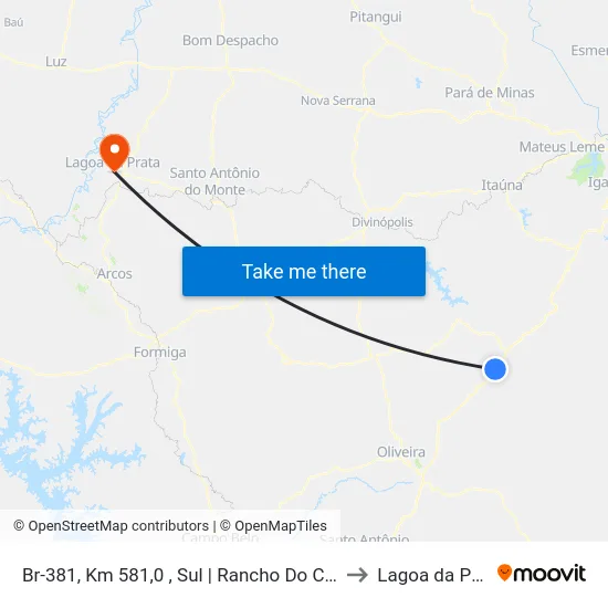 Br-381, Km 581,0 , Sul | Rancho Do Caipirão to Lagoa da Prata map