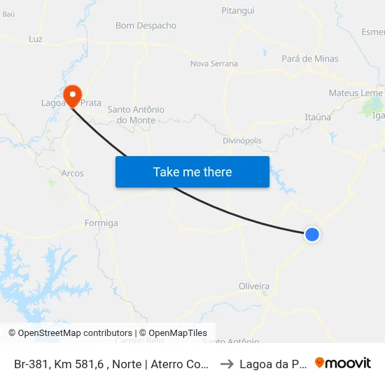 Br-381, Km 581,6 , Norte | Aterro Controlado to Lagoa da Prata map