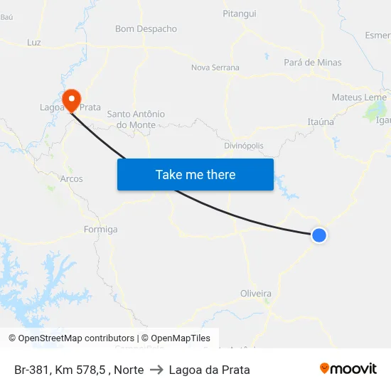 Br-381, Km 578,5 , Norte to Lagoa da Prata map