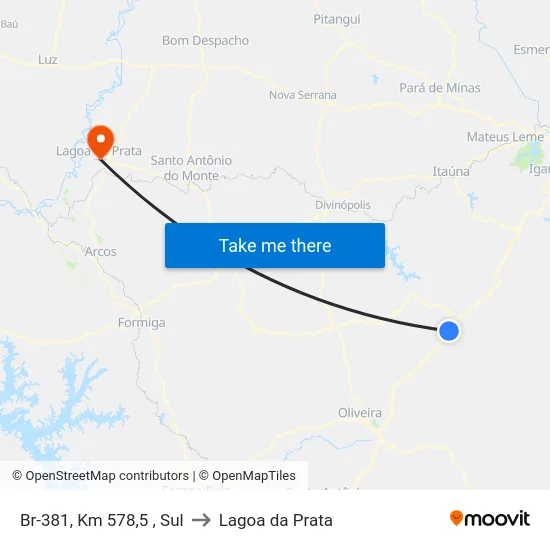 Br-381, Km 578,5 , Sul to Lagoa da Prata map