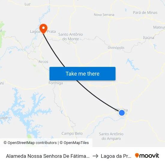 Alameda Nossa Senhora De Fátima, 383 to Lagoa da Prata map