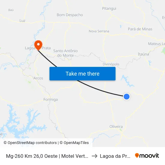 Mg-260 Km 26,0 Oeste | Motel Vertuno to Lagoa da Prata map