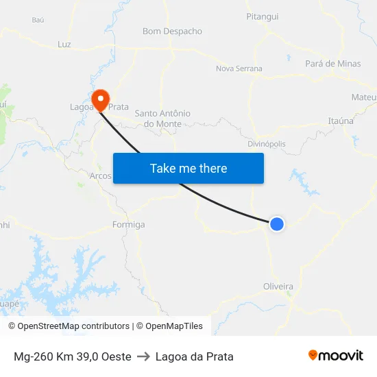 Mg-260 Km 39,0 Oeste to Lagoa da Prata map