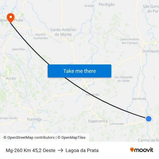 Mg-260 Km 45,2 Oeste to Lagoa da Prata map