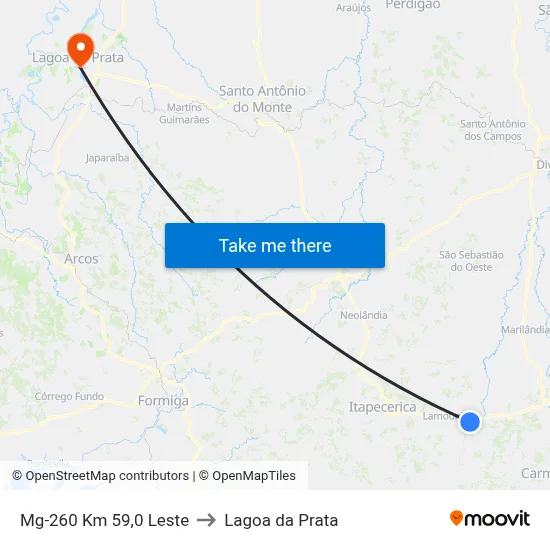 Mg-260 Km 59,0 Leste to Lagoa da Prata map