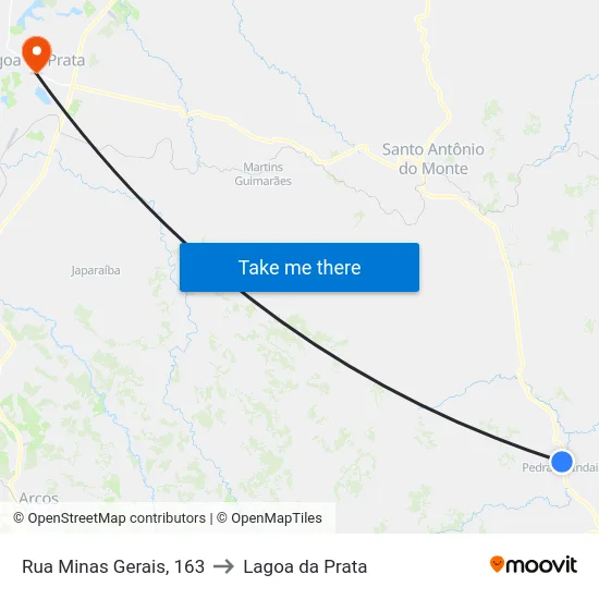 Rua Minas Gerais, 163 to Lagoa da Prata map