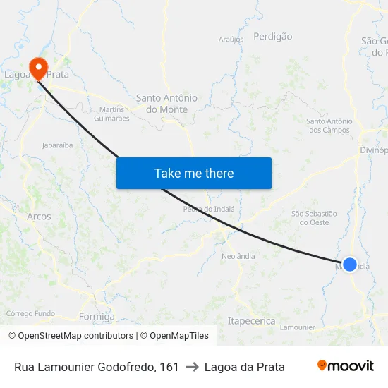 Rua Lamounier Godofredo, 161 to Lagoa da Prata map