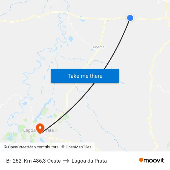Br-262, Km 486,3 Oeste to Lagoa da Prata map