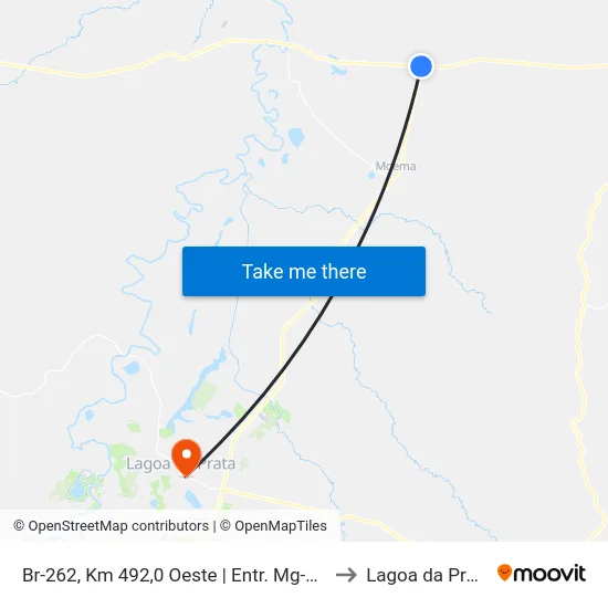 Br-262, Km 492,0 Oeste | Entr. Mg-170 to Lagoa da Prata map