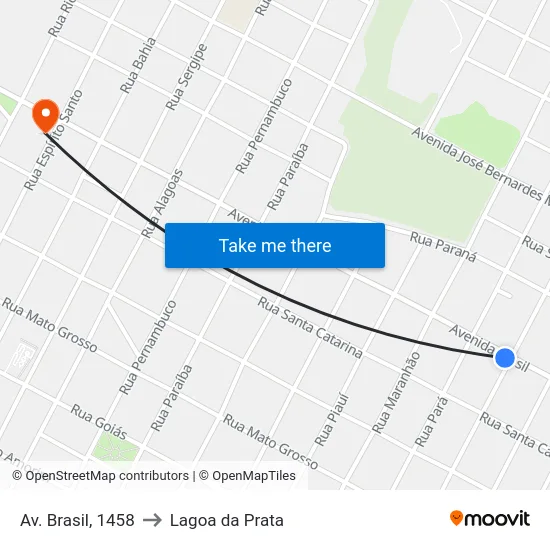 Av. Brasil, 1458 to Lagoa da Prata map