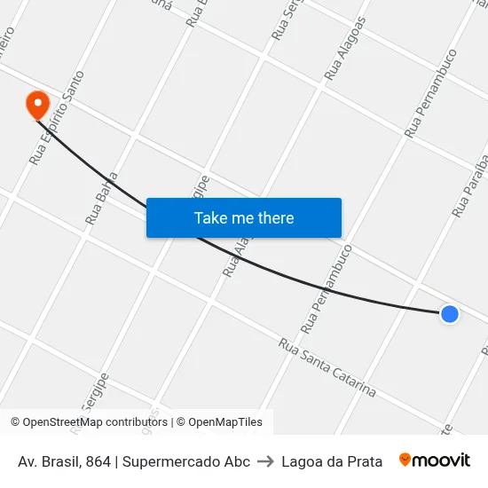 Av. Brasil, 864 | Supermercado Abc to Lagoa da Prata map