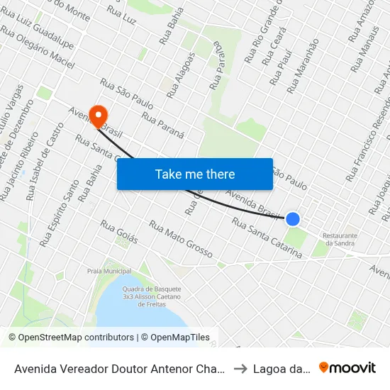 Avenida Vereador Doutor Antenor Chagas Madeira, 30 to Lagoa da Prata map