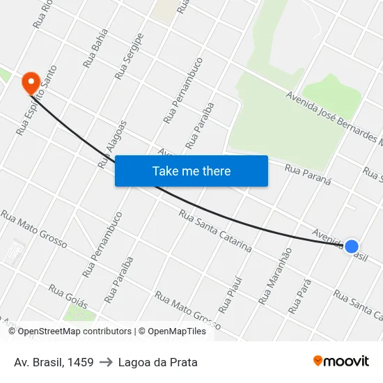 Av. Brasil, 1459 to Lagoa da Prata map