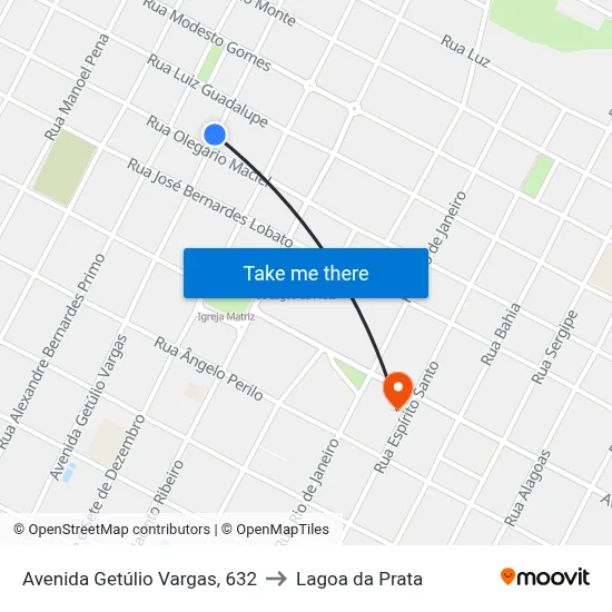 Avenida Getúlio Vargas, 632 to Lagoa da Prata map