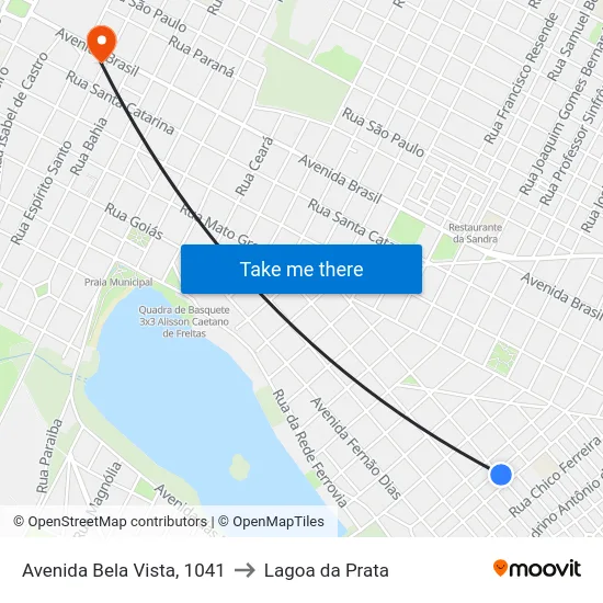 Avenida Bela Vista, 1041 to Lagoa da Prata map