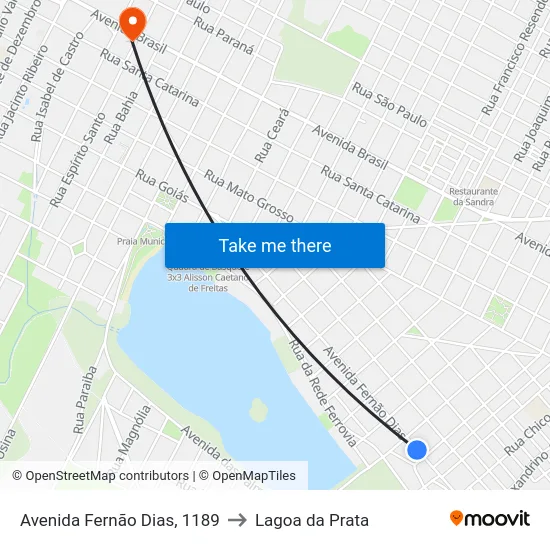 Avenida Fernão Dias, 1189 to Lagoa da Prata map