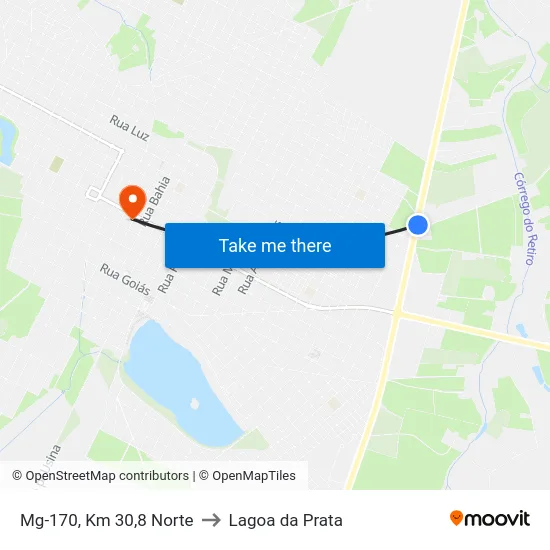 Mg-170, Km 30,8 Norte to Lagoa da Prata map