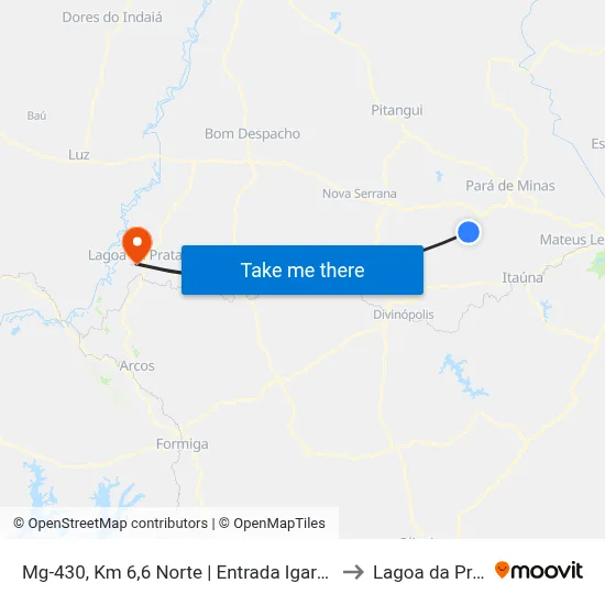 Mg-430, Km 6,6 Norte | Entrada Igaratinga to Lagoa da Prata map