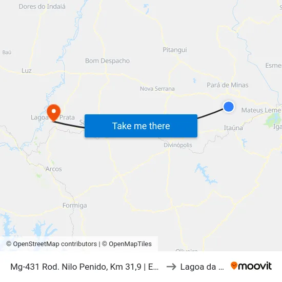Mg-431 Rod. Nilo Penido, Km 31,9 | Entrada Cebril to Lagoa da Prata map