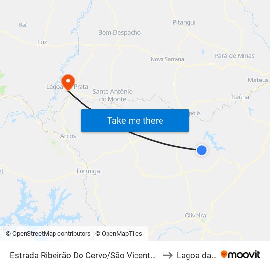 Estrada Ribeirão Do Cervo/São Vicente, Sul | São Vicente to Lagoa da Prata map