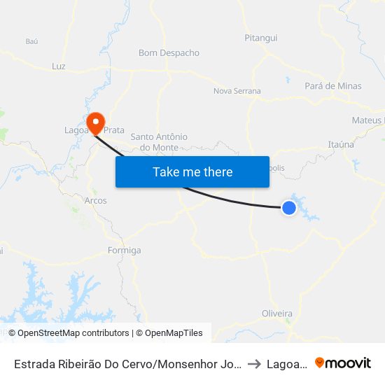 Estrada Ribeirão Do Cervo/Monsenhor João Alexandre, Norte | Ribeirão Do Cervo to Lagoa da Prata map