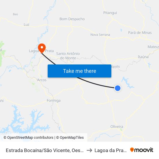 Estrada Bocaína/São Vicente, Oeste to Lagoa da Prata map