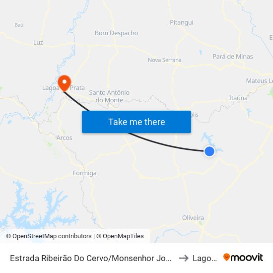 Estrada Ribeirão Do Cervo/Monsenhor João Alexandre, Norte | Entrada Norte Para Machadinho to Lagoa da Prata map