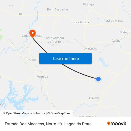 Estrada Dos Macacos, Norte to Lagoa da Prata map