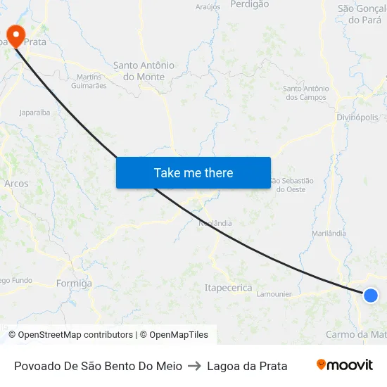 Povoado De São Bento Do Meio to Lagoa da Prata map