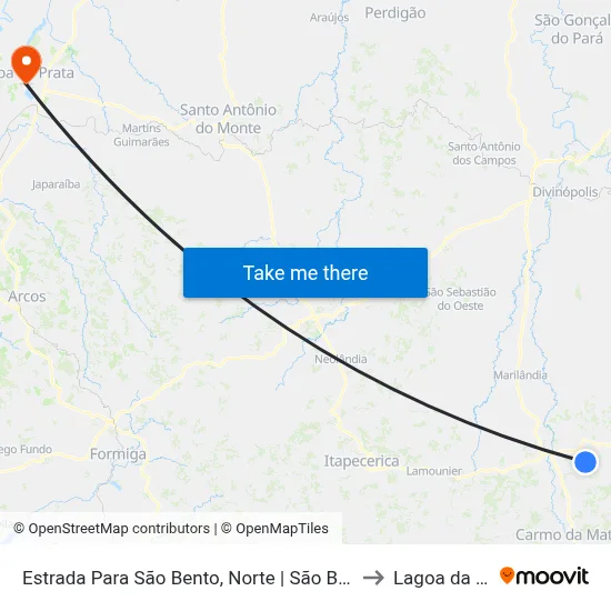 Estrada Para São Bento, Norte | São Bento De Baixo to Lagoa da Prata map
