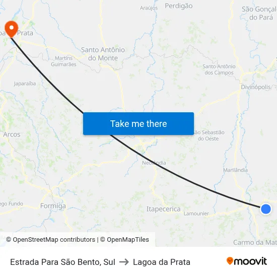 Estrada Para São Bento, Sul to Lagoa da Prata map