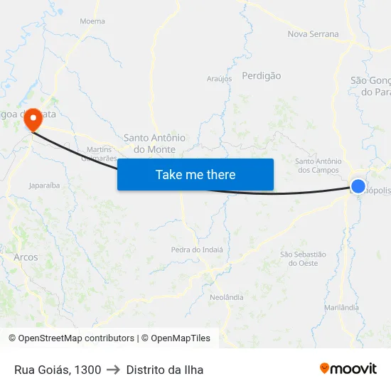 Rua Goiás, 1300 to Distrito da Ilha map