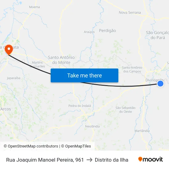 Rua Joaquim Manoel Pereira, 961 to Distrito da Ilha map