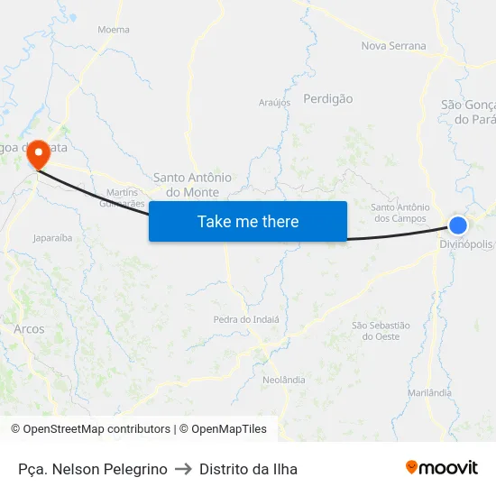 Pça. Nelson Pelegrino to Distrito da Ilha map