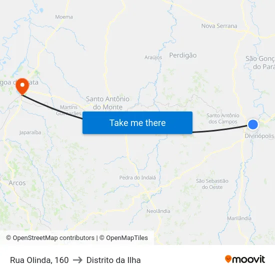 Rua Olinda, 160 to Distrito da Ilha map