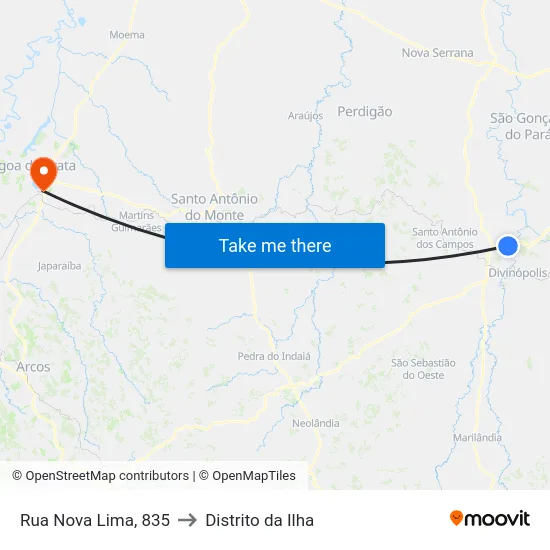 Rua Nova Lima, 835 to Distrito da Ilha map